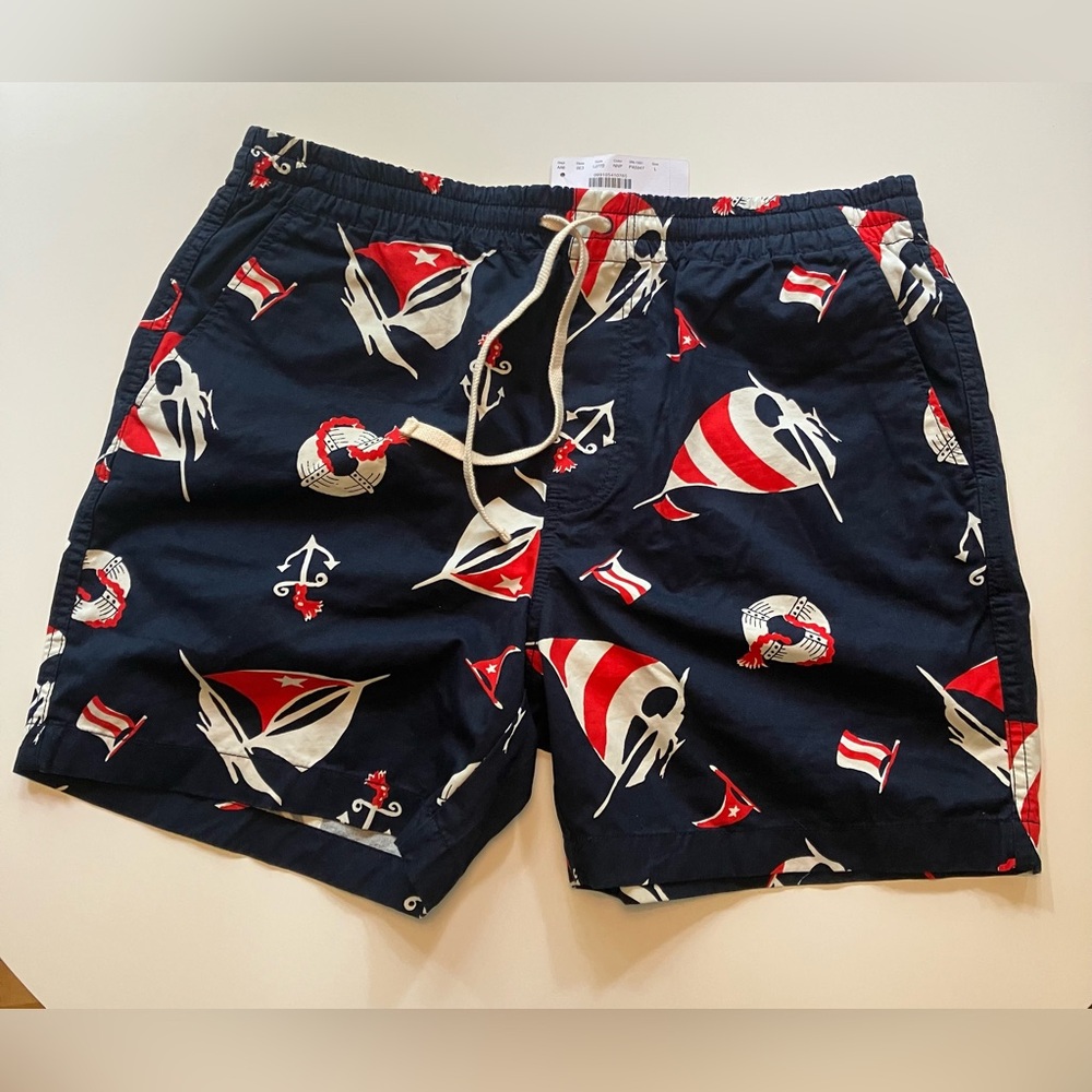 J. Crew Mens Dock Short. Nautical Print. NWT. Size Large.